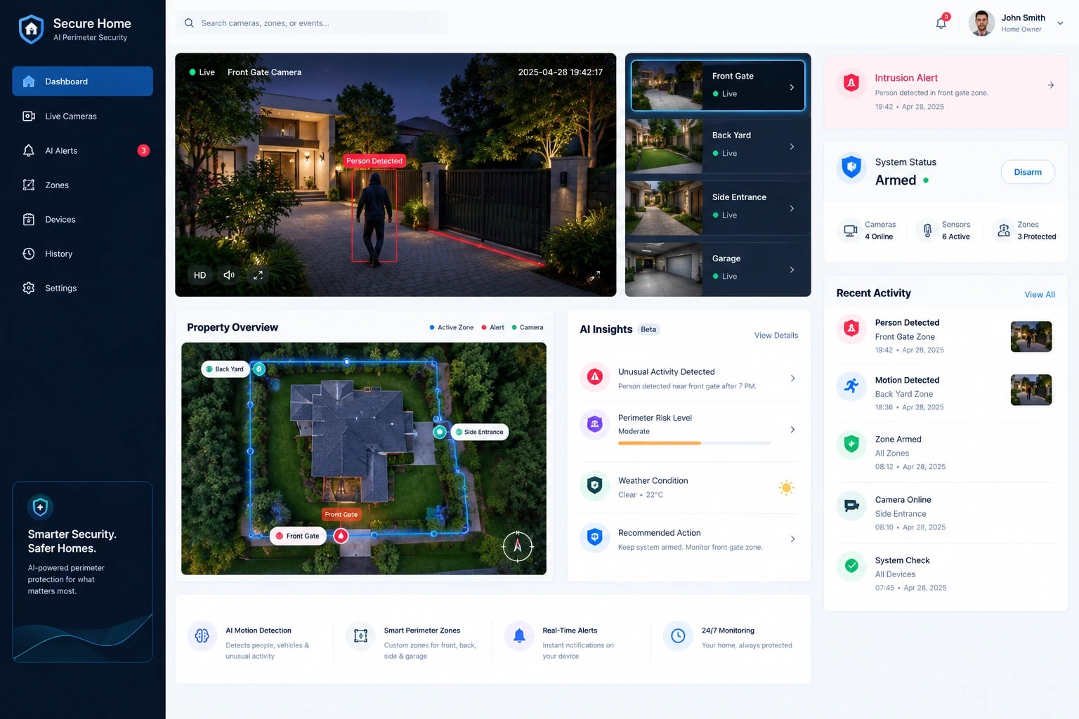 Smart Home Security Dashboard